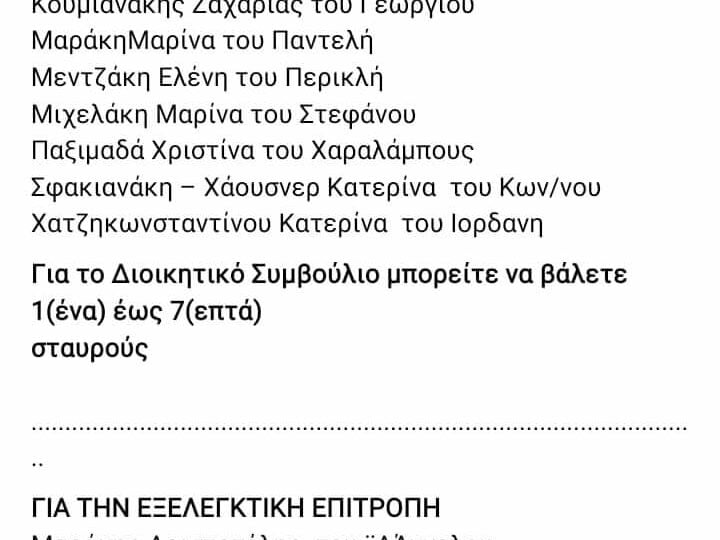 Οι υποψήφιοι των εκλογών του συλλόγου Φίλων Κέντρου Υγείας Χάρακα